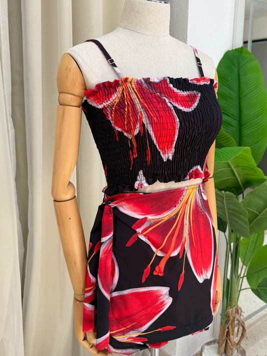 Short Saia Mia - Floral preto