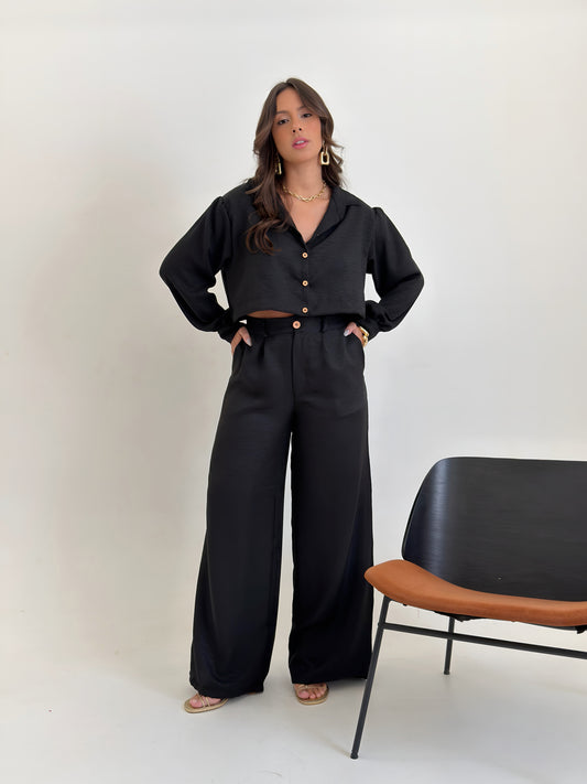 Camisa Cropped Emily - Preto