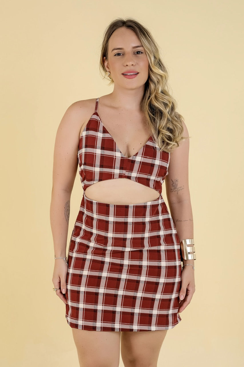 Vestido Luísa - Xadrez Marrom