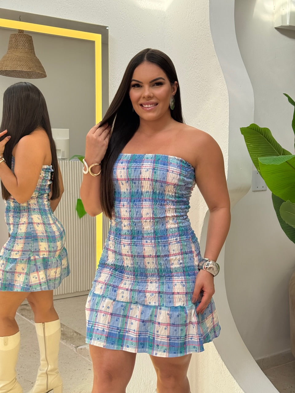 Vestido Xadrez - Azul