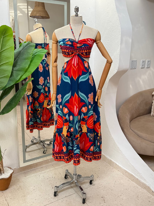 Vestido Agnes - Barrado azul