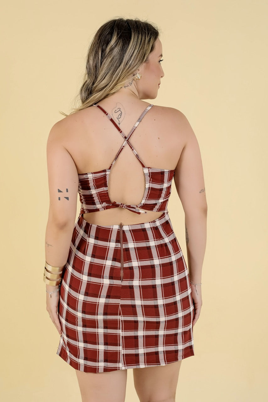 Vestido Luísa - Xadrez Marrom
