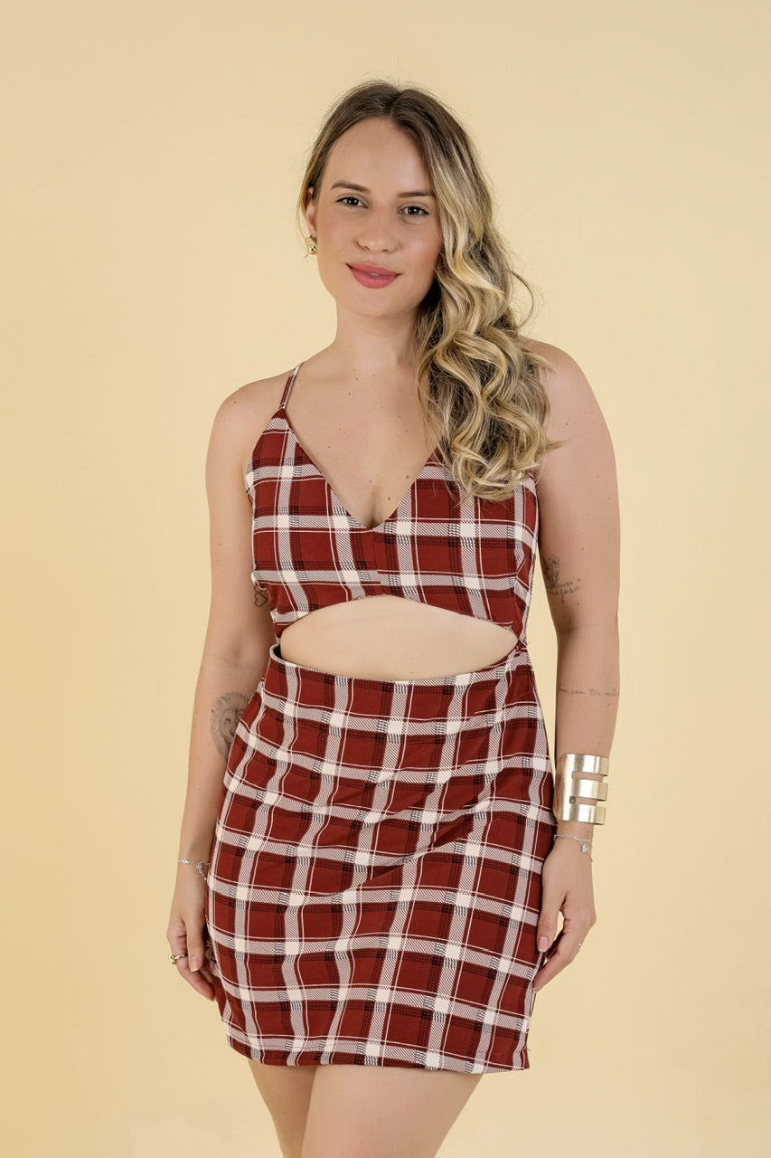 Vestido Luísa - Xadrez Marrom