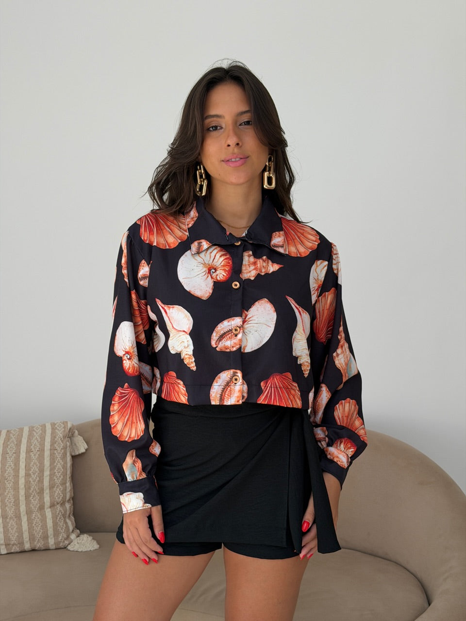 Camisa Cropped Emily - Conchas