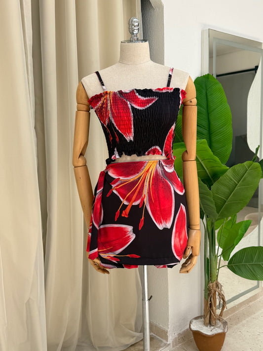 Short Saia Mia - Floral preto
