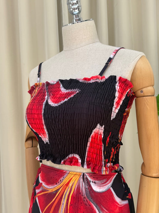 Cropped Lia - Floral preto
