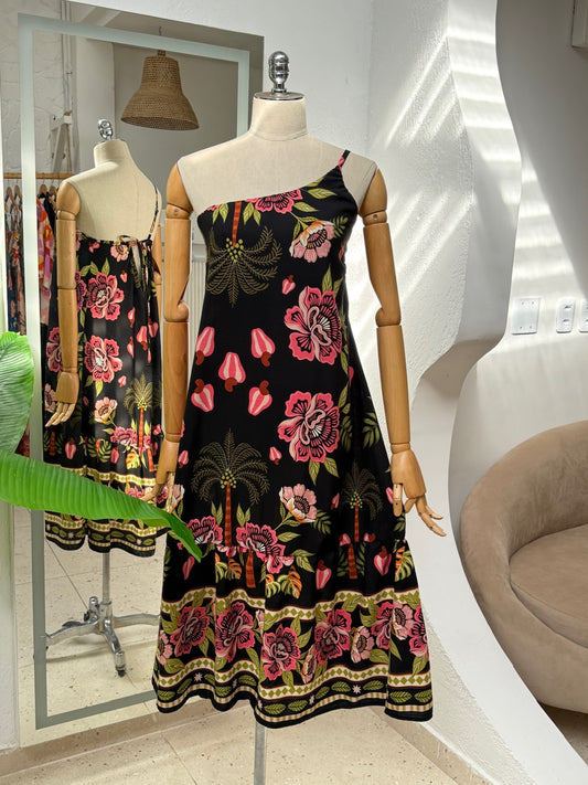 Vestido Nivia - Floral preto