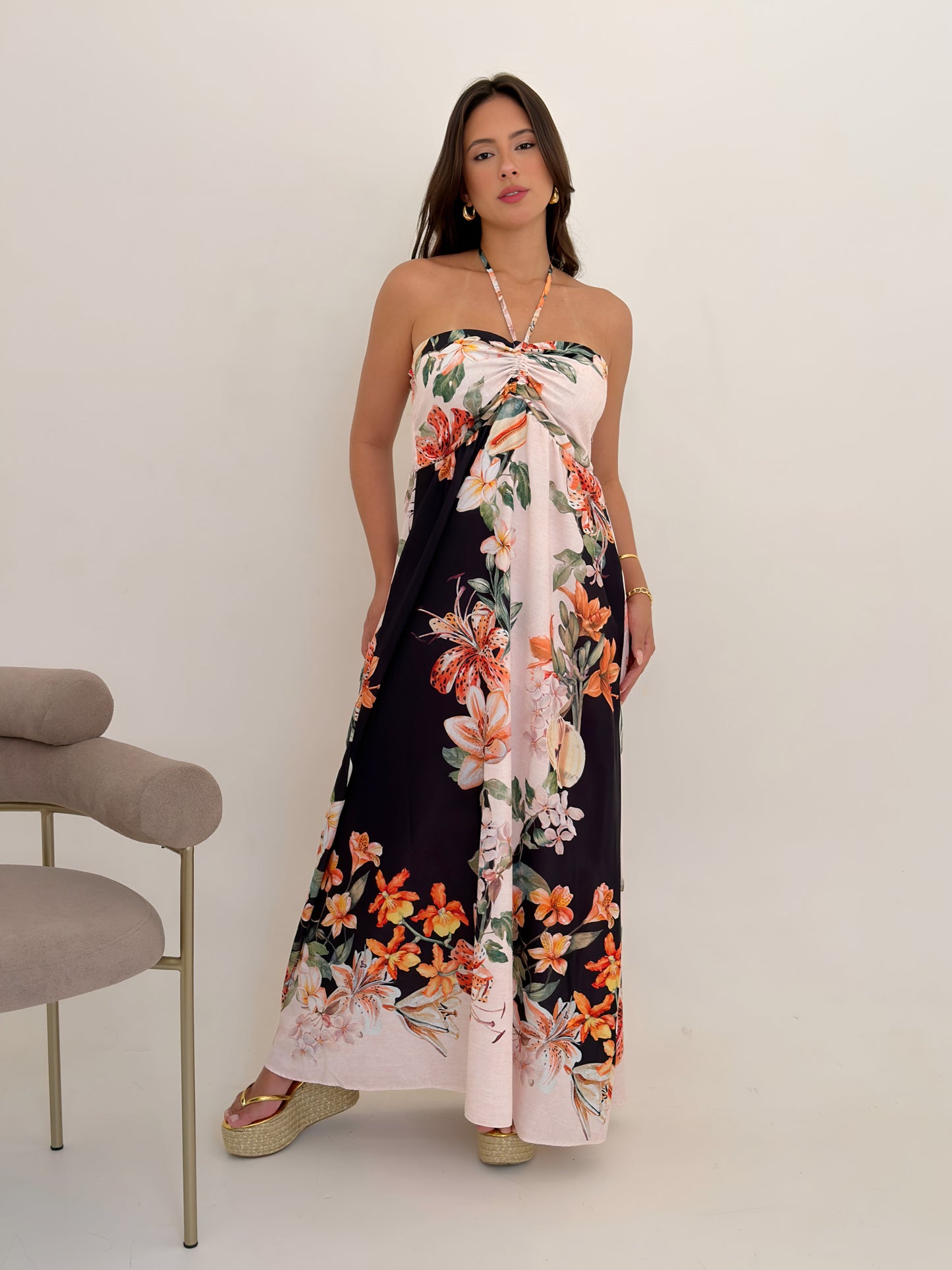 Vestido Claudia - Floral do mar