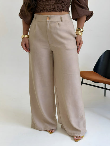 Calça Pantalona - BEGE