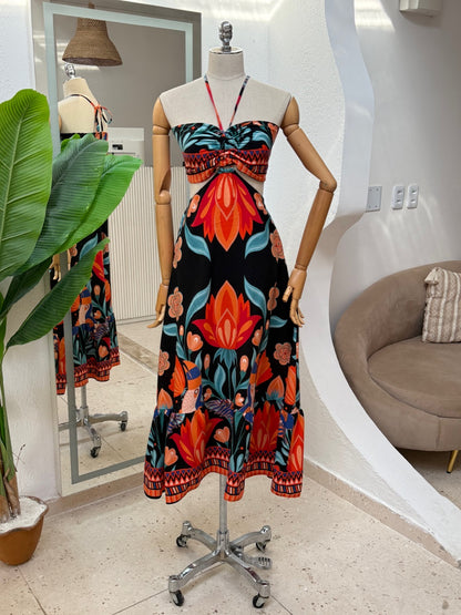 Vestido Agnes - Barrado preto
