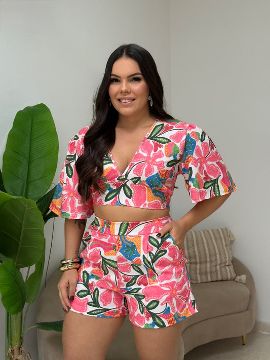 Conjunto Flavia - Flor bordada