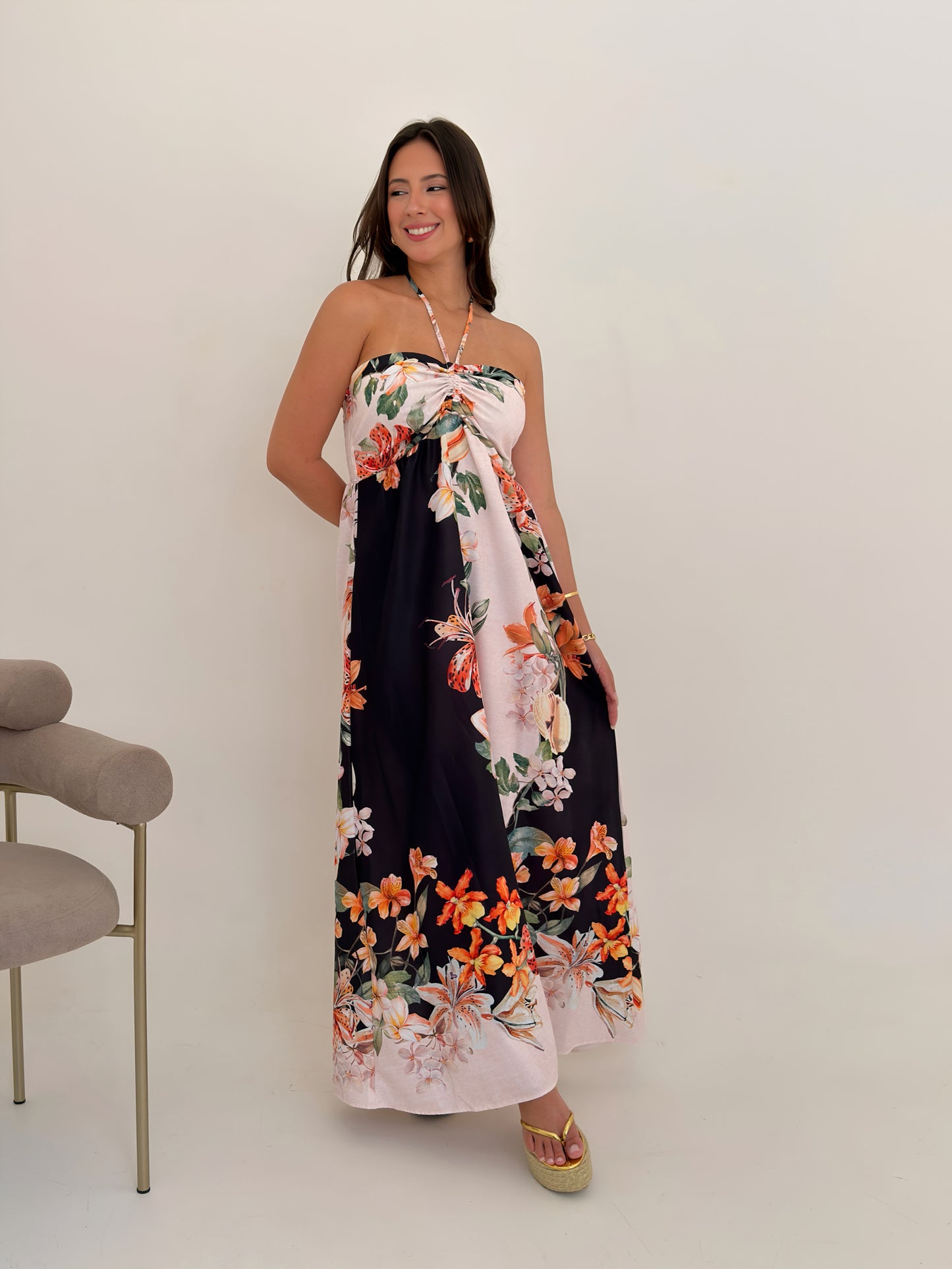 Vestido Claudia - Floral do mar