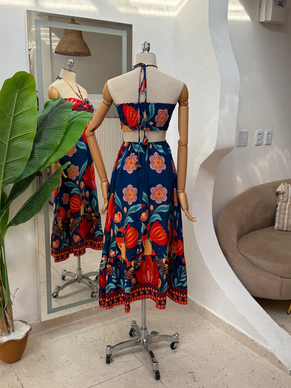 Vestido Agnes - Barrado azul