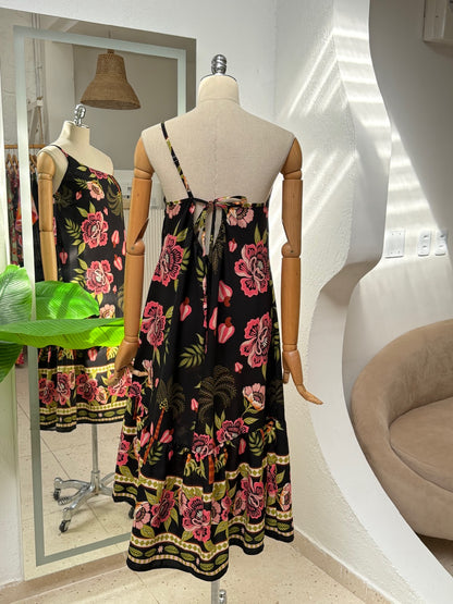 Vestido Nivia - Floral preto