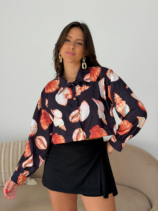 Camisa Cropped Emily - Conchas