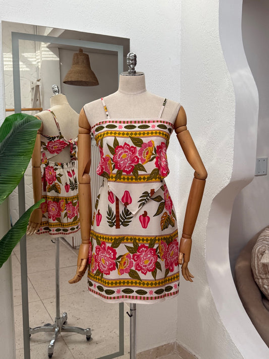 Vestido Mica - Floral branco