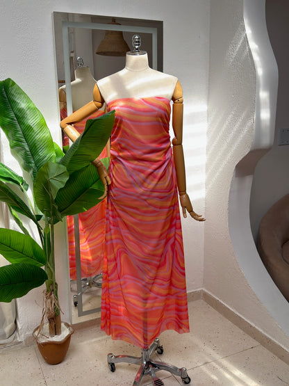 Vestido Valéria - Laranja Ondas