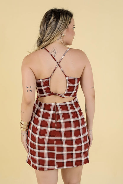 Vestido Luísa - Xadrez Marrom