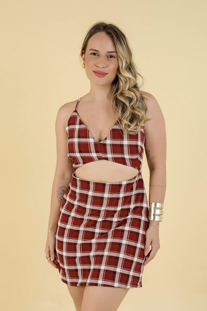 Vestido Luísa - Xadrez Marrom