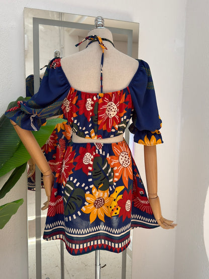 Vestido Agatha - Floral azul