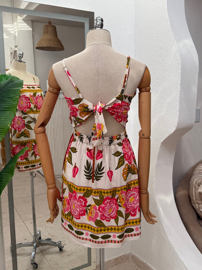 Vestido Mica - Floral branco